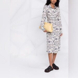 Pinko Panther Print Long Sleeve Midi Dress